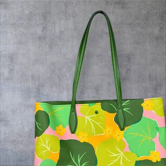 KATE SPADE ALL DAY CUCUMBER FLORAL LARGE TOTE BAG - Picture 7 of 13
